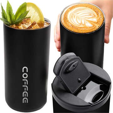 Thermos thermal mug bottle water bottle 400ml for coffee tea yerba mate Alogy Steel Black