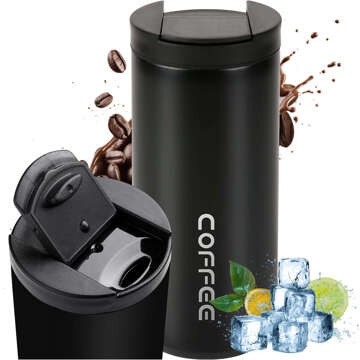 Thermos thermal mug bottle water bottle 400ml for coffee tea yerba mate Alogy Steel Black