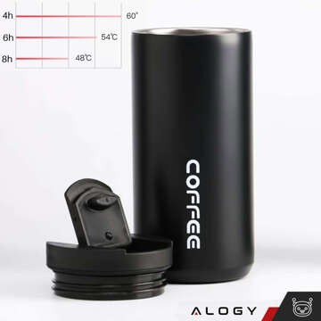 Thermos thermal mug bottle water bottle 400ml for coffee tea yerba mate Alogy Steel Black