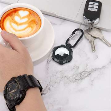 TpuCarbon case keychain with carabiner for Apple AirTag Black