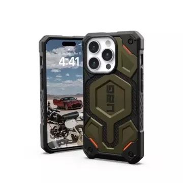 UAG Monarch Pro case - protective case for iPhone 15 Pro, compatible with MagSafe (Kevlar element green)