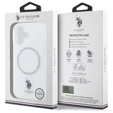 US Polo USHMP16SHOCLDPW iPhone 16 6.1" white IML Ring MagSafe