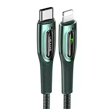 USAMS Braided Cable USB-C to Lightning Smart Power-off 20W PD Cable 1.2m Dark Green