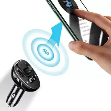 USAMS C21 hands-free car kit with FM transmitter, Bluetooth 5.0, MP3, 2xUSB 3.4A CC115GC01 (US-CC115) black/black