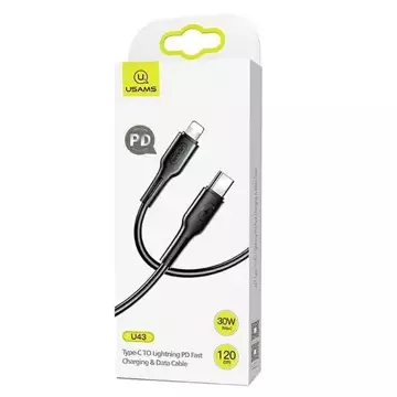 USAMS Cable U43 USB-C to Lightning 30W PD 1.2m black