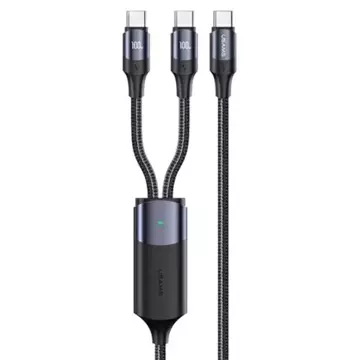 USAMS Cable U71 2xUSB-C to USB-C 1.2m 100W PD Fast Charge black