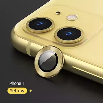 USAMS Camera Lens Glass for iPhone 11 metal ring BH572JTT06 (US-BH572) yellow/yellow