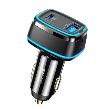 USAMS Car charger 1xUSB 1xUSB-C C24 120W (only head) Fast Charge black/black CC142TC01 (US-CC142)