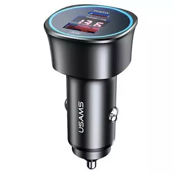 USAMS Car charger 1xUSB 1xUSB-C C26 95W (only head) Fast Charge black/black CC146TC01 (US-CC146)