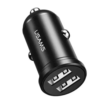 USAMS Car charger 2xUSB 2.4A Mini black/black CC114TC01 (US-CC114)