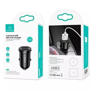 USAMS Car charger 2xUSB 2.4A Mini black/black CC114TC01 (US-CC114)