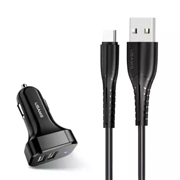 USAMS Car charger 2xUSB C13 2.1A USB-C black/black NTU35TC13TZ