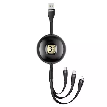 USAMS Kabel U69 3w1 1m czarny/black (lightning/microUSB/USB-C)