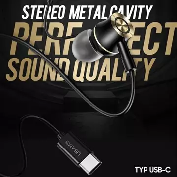 USAMS Stereo headphones EP-43 metal USB-C black/black HSEP4301