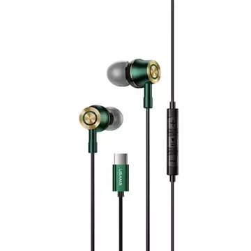 USAMS Stereo headphones EP-43 metal USB-C dark green/dark green HSEP4302