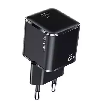 USAMS Wall charger 1x USB-C T42 mini 25W (only head) Super SI 5V-3A PD3.0 Fast Charging black/black CC140TC01 (US-CC140)