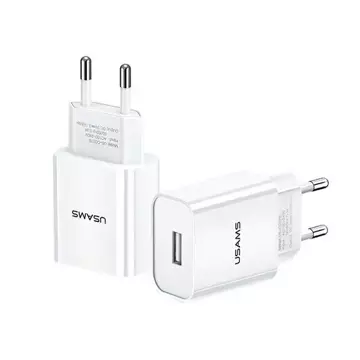 USAMS Wall charger 1x USB T18 2.1A (only head) white/white Fast Charging CC075TC01