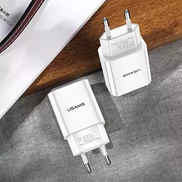 USAMS Wall charger 1x USB T18 2.1A (only head) white/white Fast Charging CC075TC01