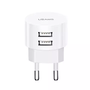 "USAMS Wall charger 2xUSB T20 2.1A round (only head) white/white Fast Charging CC80TC01 (US-CC080)"