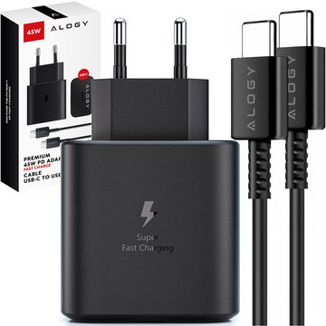 USB-C Type-C PD Premium Fast 45W 3A Wall Charger Type-C 1M Alogy Black