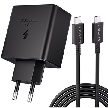 USB-C Type-C PD Premium Fast 45W 3A Wall Charger Type-C 1M Alogy Black