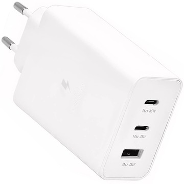 USB Wall Charger 2x USB-C Type C Fast Charging Power Delivery PD 65W White