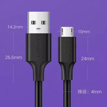 Ugreen cable USB - micro USB 2.4 A 480 Mbps 1.5 m black (US289 60137)