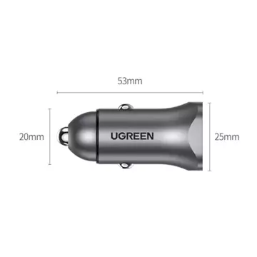 Ugreen car charger USB Type C / USB 24W Power Delivery Quick Charge gray (30780)