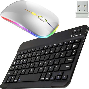 Universal 10" Bluetooth Wireless Keyboard Slim LED Mouse