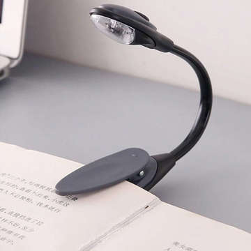 Universal LED lamp with a clip for reading. Wireless for a laptop, books, black