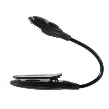 Universal LED lamp with a clip for reading. Wireless for a laptop, books, black