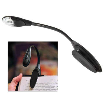 Universal LED lamp with a clip for reading. Wireless for a laptop, books, black