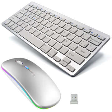 Universal Wireless Bluetooth Keyboard for iPad iMac iOS Android Windows Slim LED Mouse