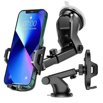 Universal car holder Car holder for the dashboard, windshield, phone Black