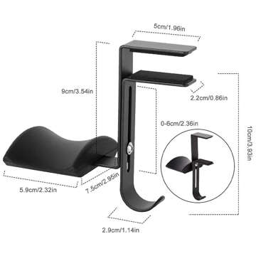 Universal holder hanger hook for Alogy headphones for desk top Black