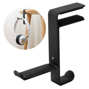 Universal holder hanger hook for Alogy headphones for desk top Black