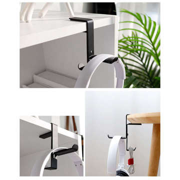 Universal holder hanger hook for Alogy headphones for desk top Black