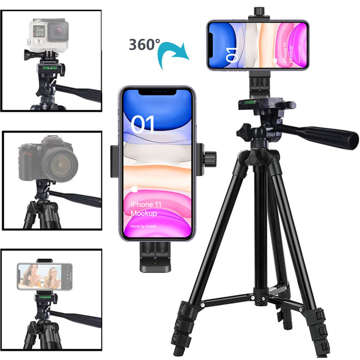 Universal tripod Alogy Tripod phone holder 1/4 stand for GoPro cameras with Bluetooth remote control, case Black