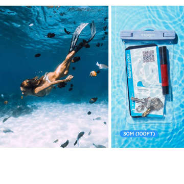 Universal x2 waterproof case for 6.8 Spigen A601 IPX8 Aqua Blue phone