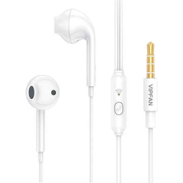 Vipfan M15 wired earbuds, 3.5mm jack, 1m (white)