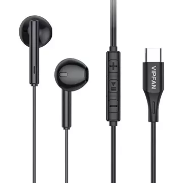 Vipfan M18 Wired Earphones, USB-C (Black)