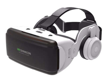 Virtual glasses VR 3D goggles with headphones for games / movies White