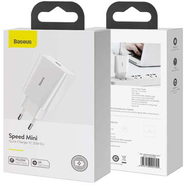 Wall charger Baseus Speed ​​Mini Quick Charger USB-C PD 3A 20W White