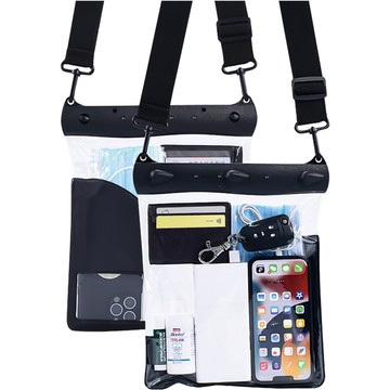 Waterproof Case for Phone 7.2" Pouch Case Bag with Shoulder Strap Universal Large Waterproof 23x25cm Black