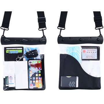 Waterproof Case for Phone 7.2" Pouch Case Bag with Shoulder Strap Universal Large Waterproof 23x25cm Black