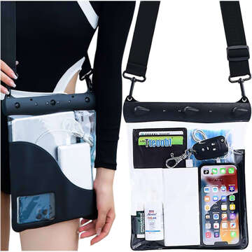 Waterproof Case for Phone 7.2" Pouch Case Bag with Shoulder Strap Universal Large Waterproof 23x25cm Black