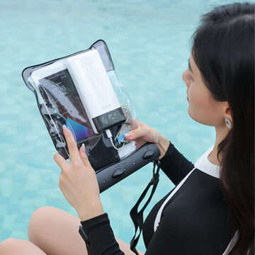 Waterproof Case for Phone 7.2" Pouch Case Bag with Shoulder Strap Universal Large Waterproof 23x25cm Black