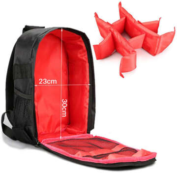 Waterproof backpack Alogy bag for camera photographic equipment and accessories capacious Black and red