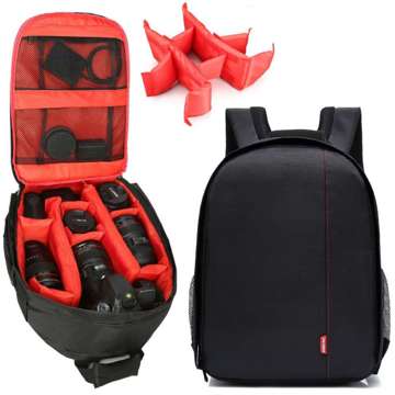 Waterproof backpack Alogy bag for camera photographic equipment and accessories capacious Black and red