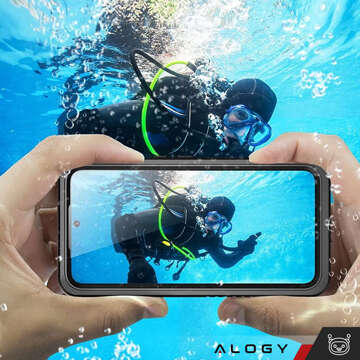 Waterproof case for Samsung Galaxy S21 FE 360 Alogy Armored Armor IP68 with lanyard Black